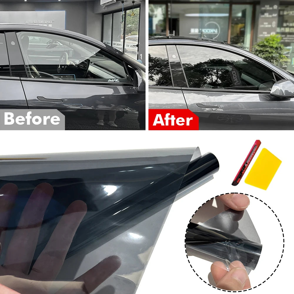 Black Car Window Tint Film Roll | VLT 1%-70% | Solar UV Block